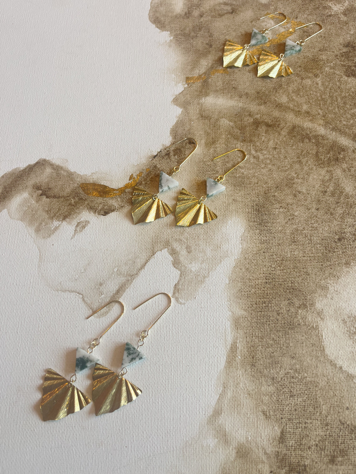 Moss Agate Frond Earring