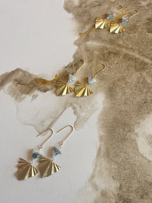 Moss Agate Frond Earring