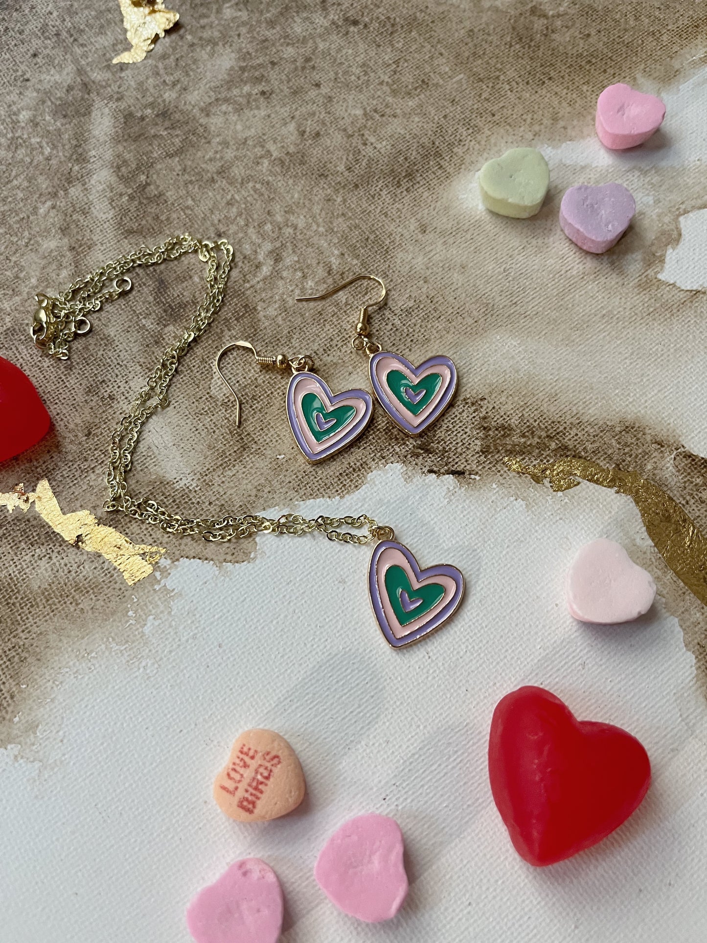 Whimsy Heart Necklace & Earrings